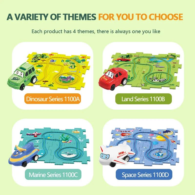 Educational circuit puzzle with electric vehicles 