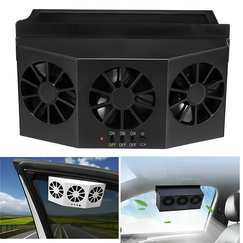 Solární ventilátor do auta s nabíjením přes USB — fotografie 4