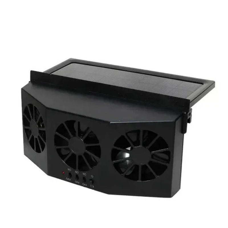 Solární ventilátor do auta s nabíjením přes USB — Černá, fotografie 12