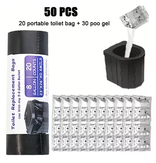 Kit Recharge Toilettes Portables — 20 Sacs + 30 Gels Absorbants
