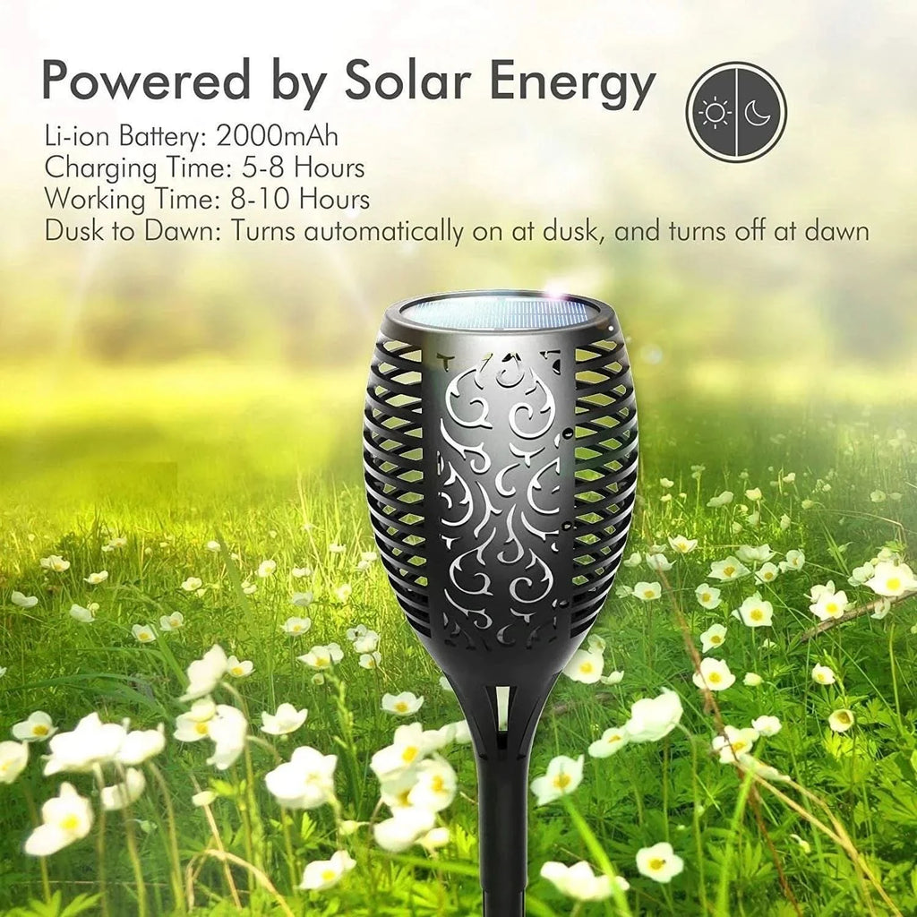 Torche solaire LED – Flamme réaliste sans feu