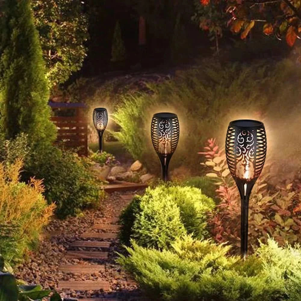 Torche solaire LED – Flamme réaliste sans feu
