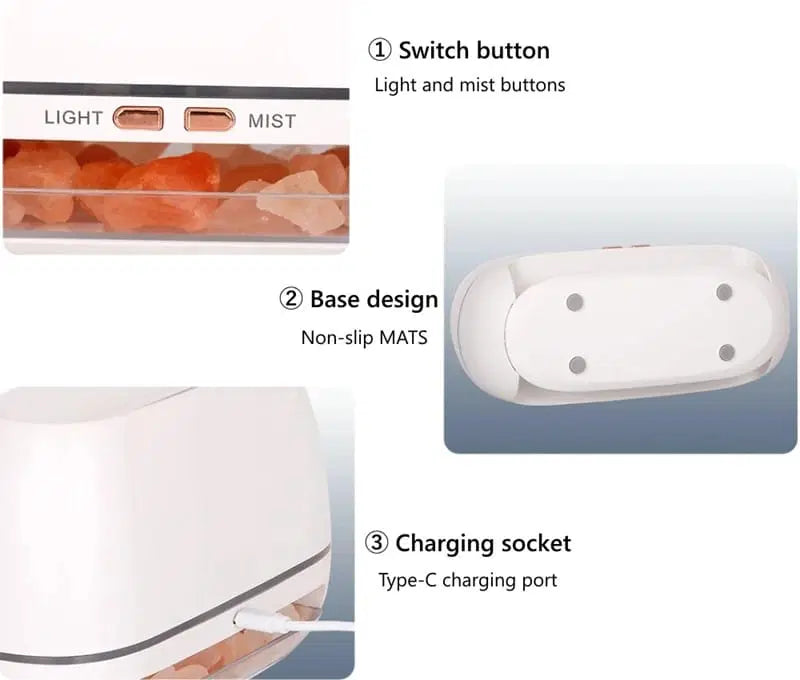 Relaxing atmosphere with fire effect & soothing mist 