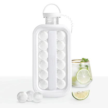 2-in-1 bottle with integrated ice cube mold 
